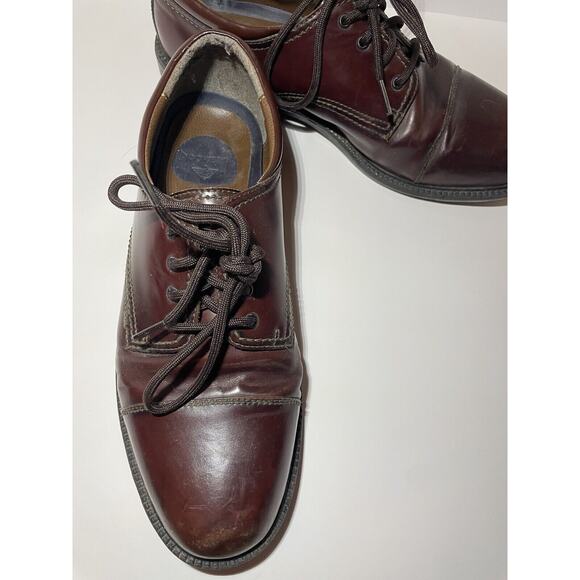 Dockers Dress Shoes Mens 10.5 M Chunky Low Work Oxford Brown Leather Lace Up - Picture 2 of 8